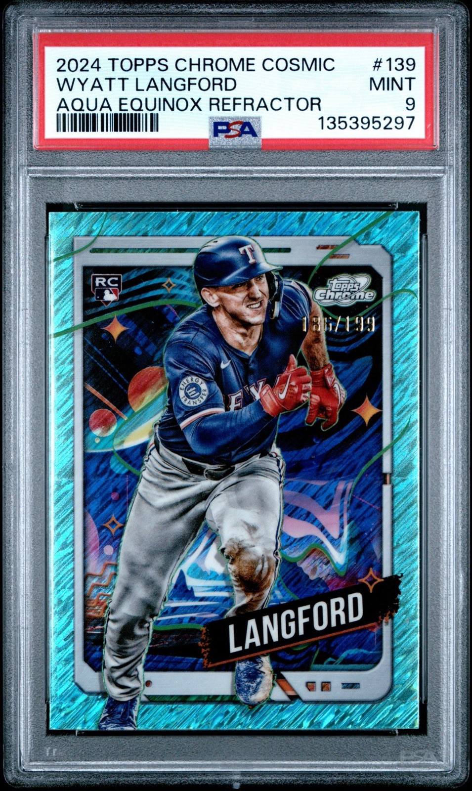 2024 Topps Cosmic Chrome - Wyatt Langford #139 Aqua Equinox Refractor /199 (RC)