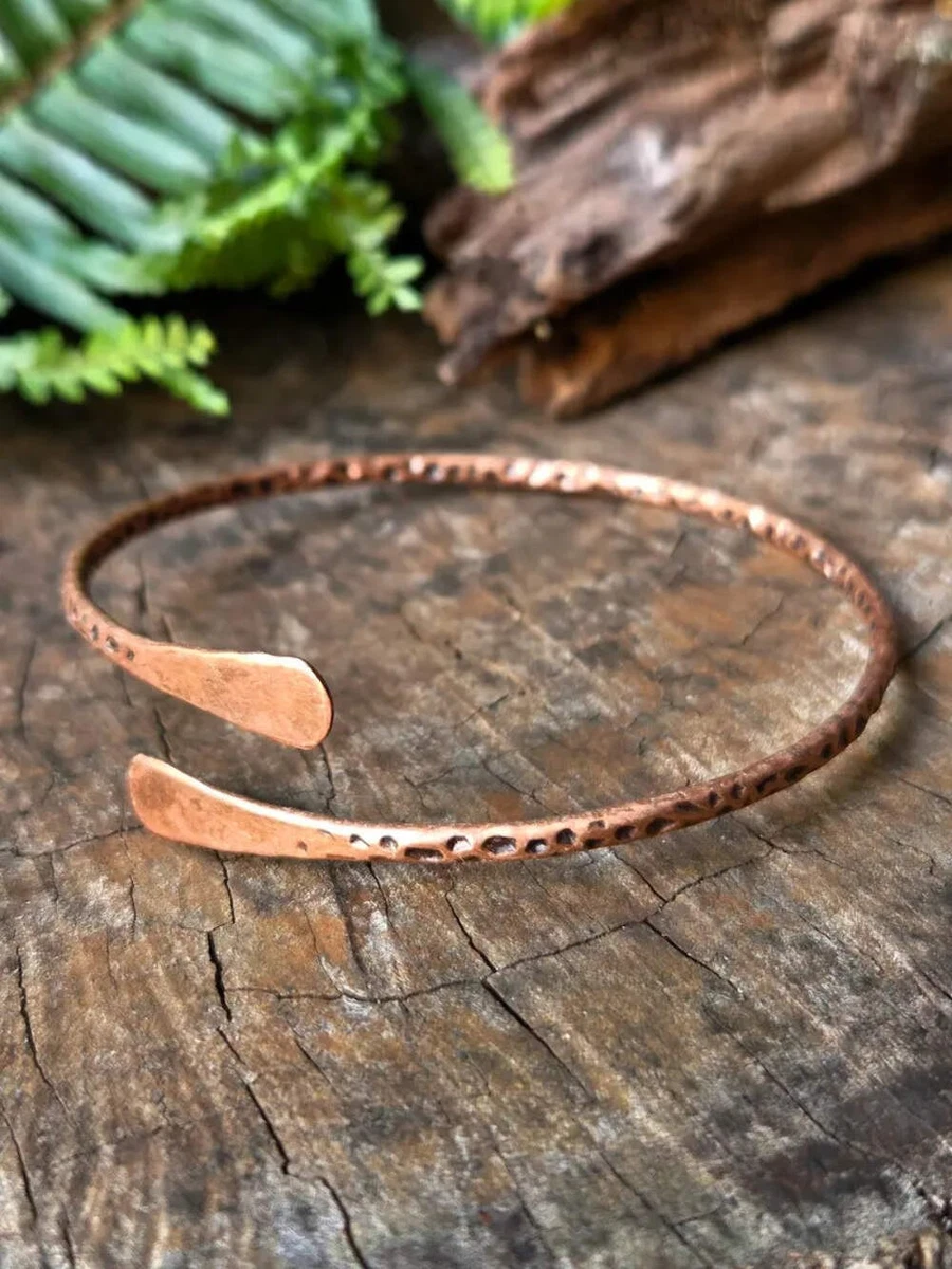 Pure Copper Bracelet - Handmade Vintage Hammered Non-Magnetic