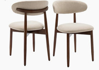 Colamy Beige Upholstered Dining Chair, Padded Seat, Dark Wood Frame, 113kg, 81cm