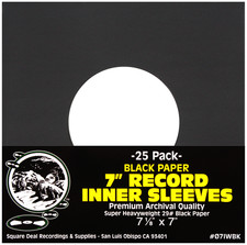  25 7" Record Inner Sleeves - Premium COLORED Black Paper 45rpm ARCHIVAL