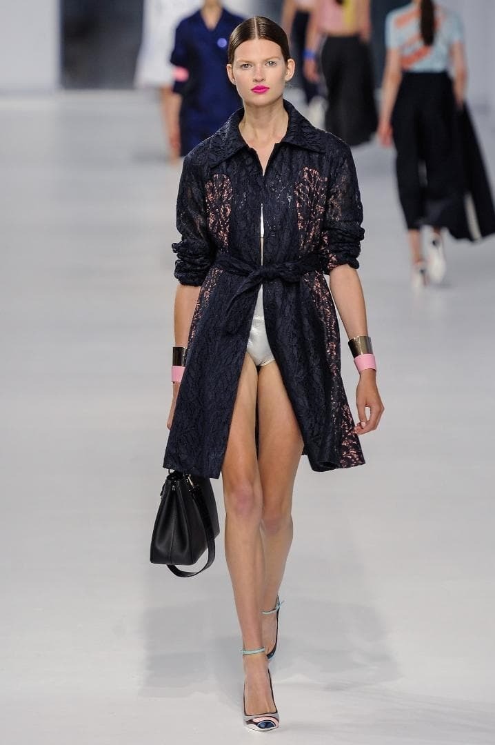 Christian Dior 2014 Resort Raf Simons Lace Trench Coat FR 36