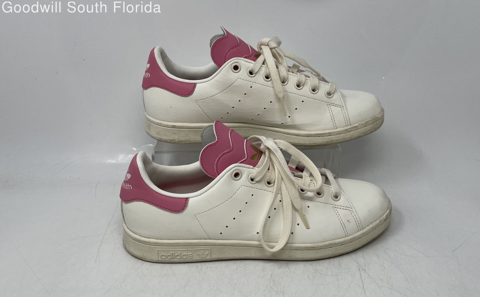 Adidas Womens Stan Smith H03924 White Pink Low Top Lace-Up Sneaker Shoes Size 8 thumbnail 2
