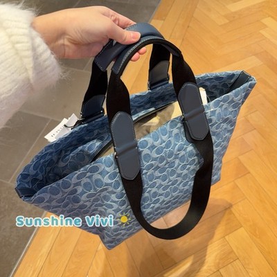NWT Coach MEN'S Small Tour Tote Bag In Signature Denim CDF24 NWT Coach MEN'S Small Tour Tote Bag In Signature Denim CDF24