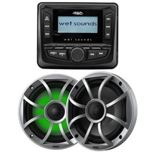 Wet Sounds WS-MC-5 3" Gauge AM/FM Stereo RECON 6-S RGB LED 6.5" Speakers
