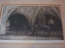 GERTRUDE KEELING, BRITISH, CHURCH OF ST FRANCIS OF ASSISI, ETCHING PENCIL SIGNED