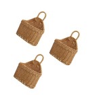 Set of 3 Woven Basket Small Hanging Storage Fruit Baskets for Kitchen Flower