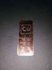 1 1 lb Copper Bar .999 Fine Uncirculated Condition FREE SHIPPING