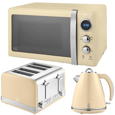Swan Retro Cream Kettle, Slice Toaster 20L Digital