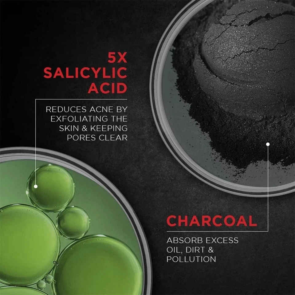Garnier Hombres Acno Fight XL Mascarilla de Tejido Hombres, 5X Ácido Salicílico y Carbón 22g Foto 2 de 4