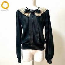 anc Valentino VALENTINO Garavani Knit Sweater Vintage Stripe Gold Lame Ribbon Ma