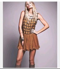 NWT FREE PEOPLE CUTOUT SEQUIN FIT & FLARE LACE DRESS SZ XS $250
