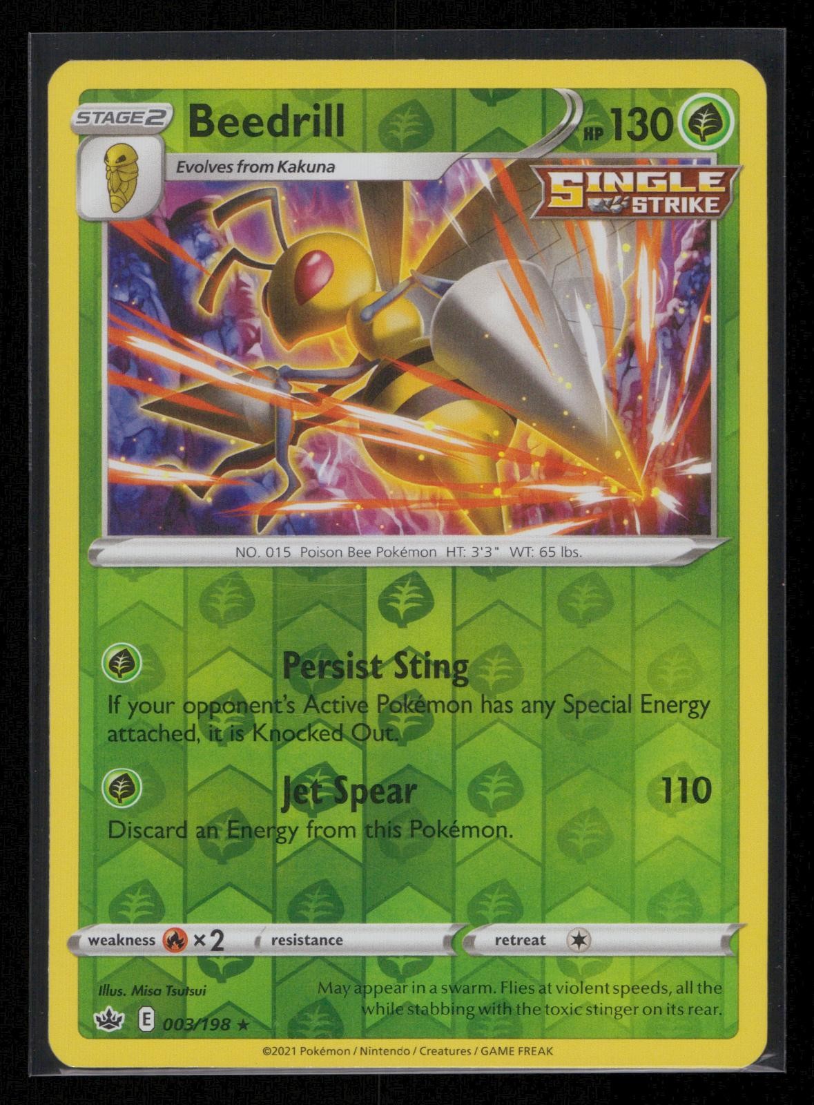 Beedrill 003/198 Rare Chilling Reign Pokemon Reverse Holo Lightly Played