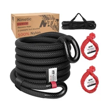 NTR 1-1/8" x 30' Kinetic Recovery Tow Rope (37,480lbs), with 2 UHMW... Fast Ship