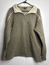 Kuhl Mens Sweater Alfpaca Fleece 1/4 Zip Pullover Beige Large Hiking Outdoor