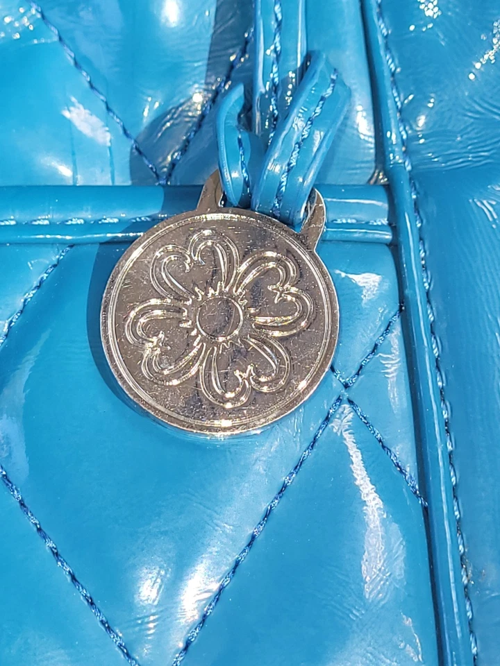 Bolso de Mano Grace Adele Acolchado Laca Turquesa Cartera Correa de Cadena Bolsillo Bolso de Mano Foto 3 de 4