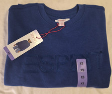 Esprit Logo Fleece Crewneck Sweatshirt Viral 80's -Blue-XSmall- NWT