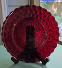 One Anchor Hocking Glass Royal Ruby Red Bubble Dinner Plate 9” Vintage MCM