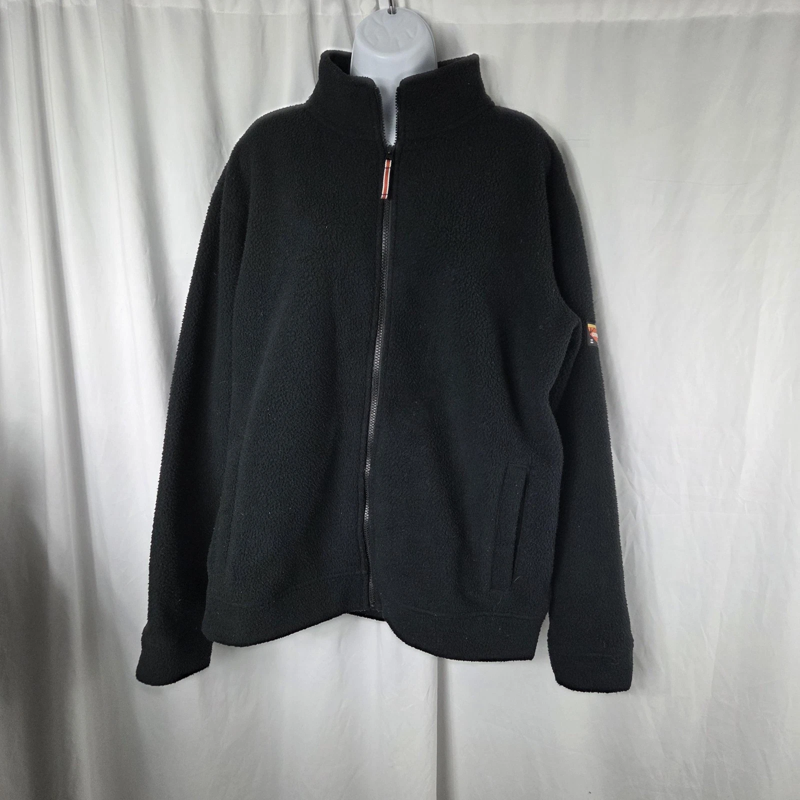 Orvis Fleece Jacket Mens Medium Black Full Zip Classic Collection Stand Collar
