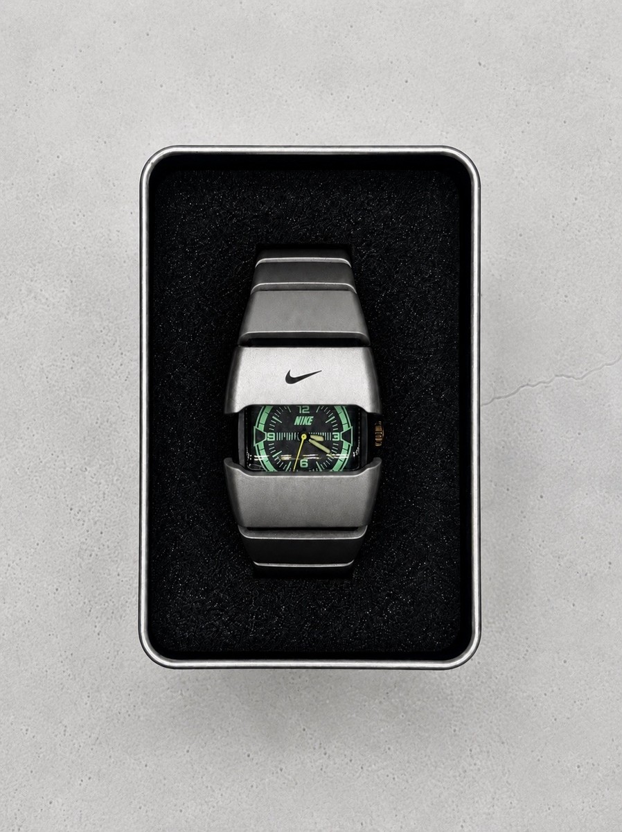 Vintage Nike D-Line Metallic Gray Watch Y2K Avantgarde Retro Black