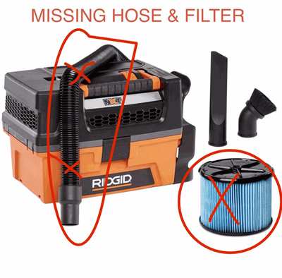 #ad RIDGID 3 Gal. 5.0 Peak HP NXT Shop Vacuum Wet Dry Vac MISSING HOSE amp; FILTER $49.95