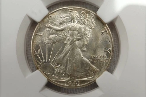 NobleSpirit Beautiful 1941 50c Walking Liberty Silver Half Dollar NGC MS 64