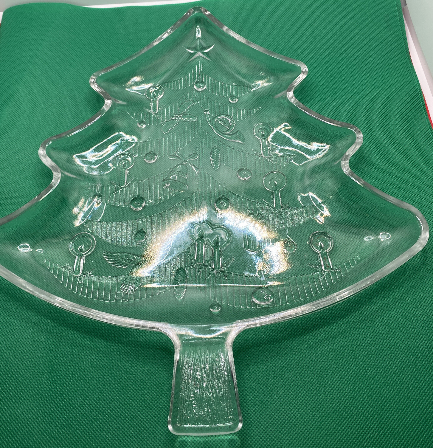 CHRISTMAS TREE Shape Serving Platter Tray Vintage Italy Clear Glass eBay