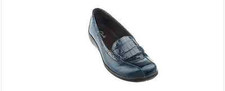 Clarks Bendables Leather Croco Embossed Slip-on Loafer navy new 6.5m