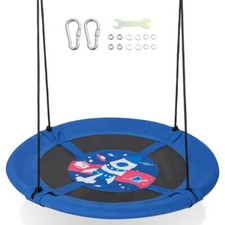 40" Outdoor Kids Round Saucer Tree Swing Waterproof w/Adjustable Hanging Ropes