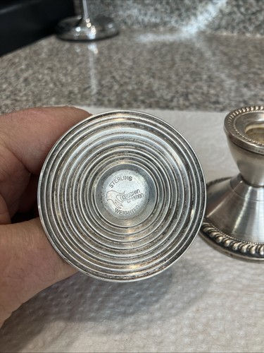 Vintage Pair Duchin Creation Sterling Silver Weighted Short Candlestick Holders - Picture 6 of 12