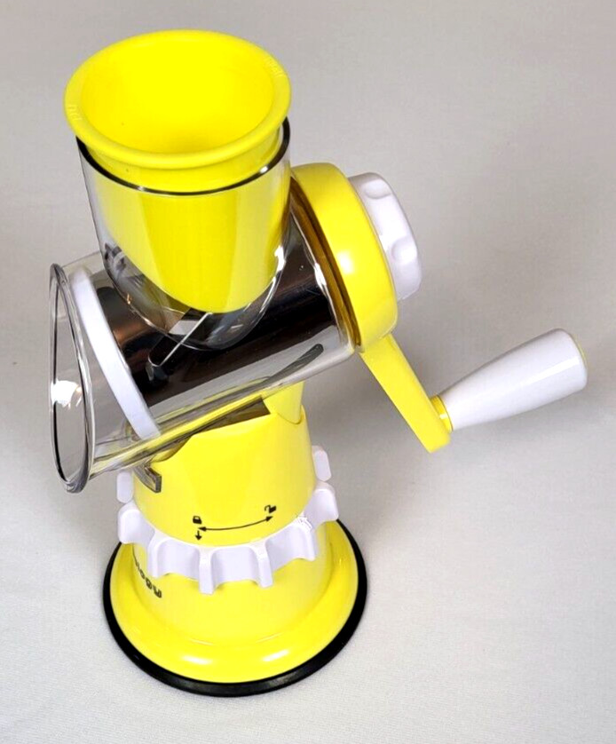 Prepology NEW Yellow Countertop Grater & Slicer 3 Interchangeable Barrels