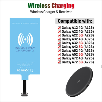 Wireless Charger Pad+Receiver for Samsung Galaxy A12 A22 A32 A42 A52 A72 4G  5G