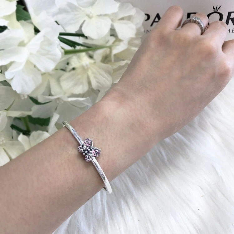  NEW Authentic PANDORA 925 CZ Dazzling Pink Butterfly Charm Pendant 797882NCCMX - Image 3 of 4