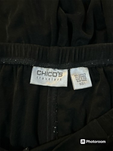 Chicos Travelers Pants Size 1 Black Wide Leg Elastic Waistband Spandex USA - Picture 3 of 6