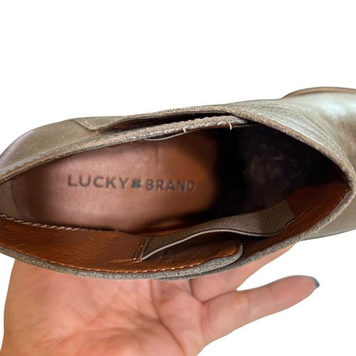 Lucky Brand Ankle Boots Western Boho Women's Size 7 Block Heel Gray Distressed - Picture 7 of 12