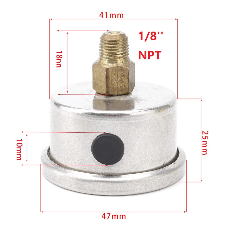 Liquid 0-100psi Fuel Pressure Gauge Regulator Gauge 1/8" NPT W/ 6AN Adapter - Image 3 of 4