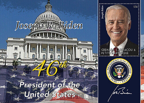 Grenadinen 2021 - Joe Biden 46. Präsident von Amerika USA - Souvenirblatt - postfrisch - Bild 1 von 1