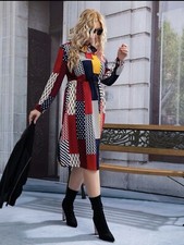 women plus size tie neck long sleeve dress