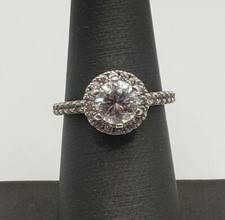 SIGNED PAJ STERLING SILVER AND CLEAR CZ ENGAGEMENT RING SIZE 7