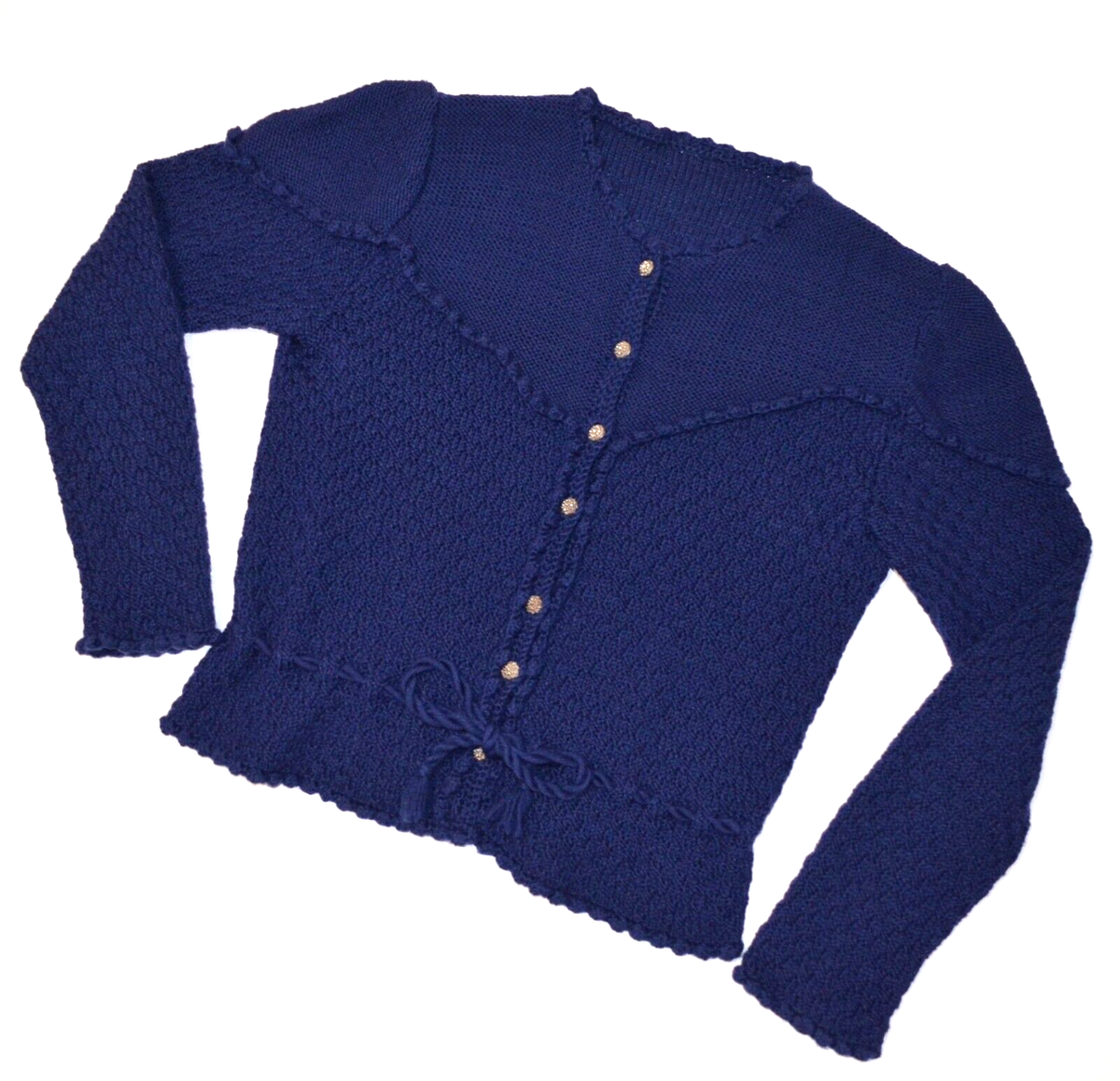 Vintage Hand Knit Popcorn 3D Wool Austrian Sweater Dirndl Trachten