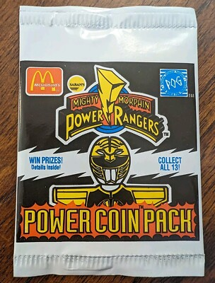 #ad Vintage 1994 Mighty Morphin Power Rangers POG Power Coin Pack Sealed McDonalds $2.00