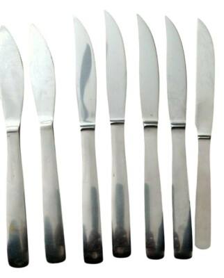 Vintage Gense Stainless Steel Table Knives Dinner Set of 5 + 2 SA26