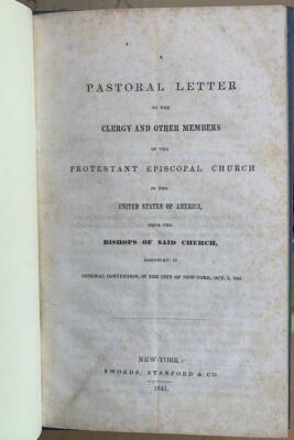 1841 New York Imprint 'Pastoral Letter To Clergy.. Episcopal Church Of ...