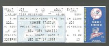 1998 A.L. CHAMPIONSHIP SERIES  GAME #7  PHANTOM TICKET  MINT  YANKEES VS INDIANS