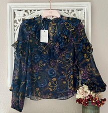 Image of TED BAKER 🎀 Jovena Blouse Ruffle Size 1 UK 8 Top RRP £125 Floral
