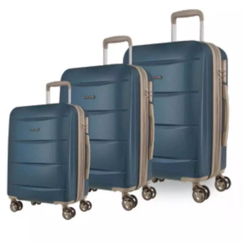 Pierre Cardin Hard Shell 4 Wheel 3 Piece Luggage Set Blue