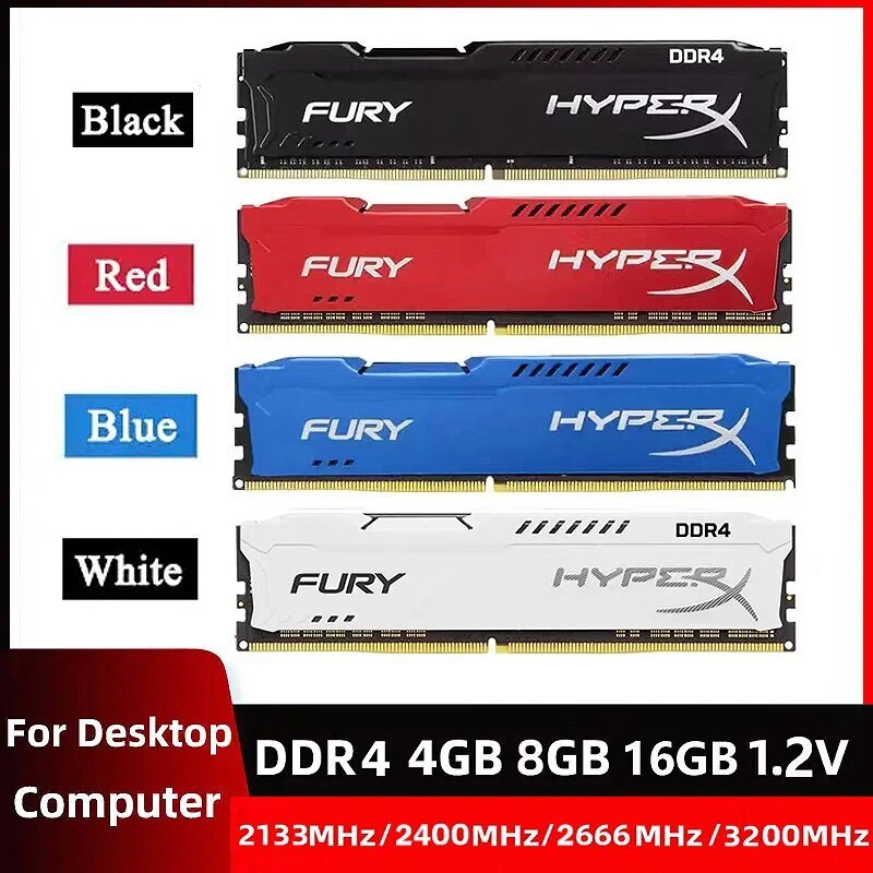 HyperX FURY RAM DDR4 16GB 8GB 32GB 4GB 3200 2666 2400 2133 Desktop Memory  DIMM