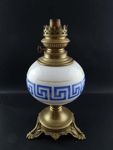 Antique Original Rare Table Lamp Oil Light Empire W. W. Kosmos - Picture 2 of 5