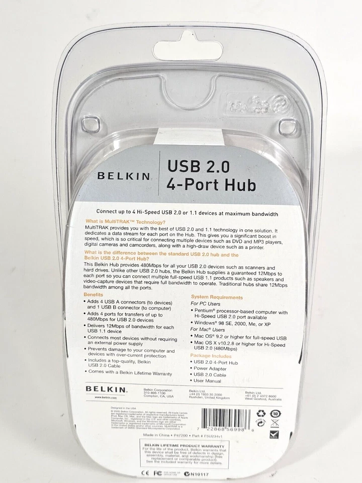 Belkin Hi-Speed USB 2.0 4-Port Hub Stackable and Reversible Design - Image 2 of 4
