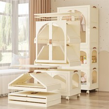 Folding Portable Kids Wardrobe Baby Closet Children Storage Organizer Box Clear