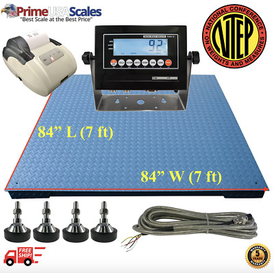 5 Yr Warranty Pallet Scale 7x7 Heavy Duty 84''x84'' NTEP Scale & Printer 20,000 lb
